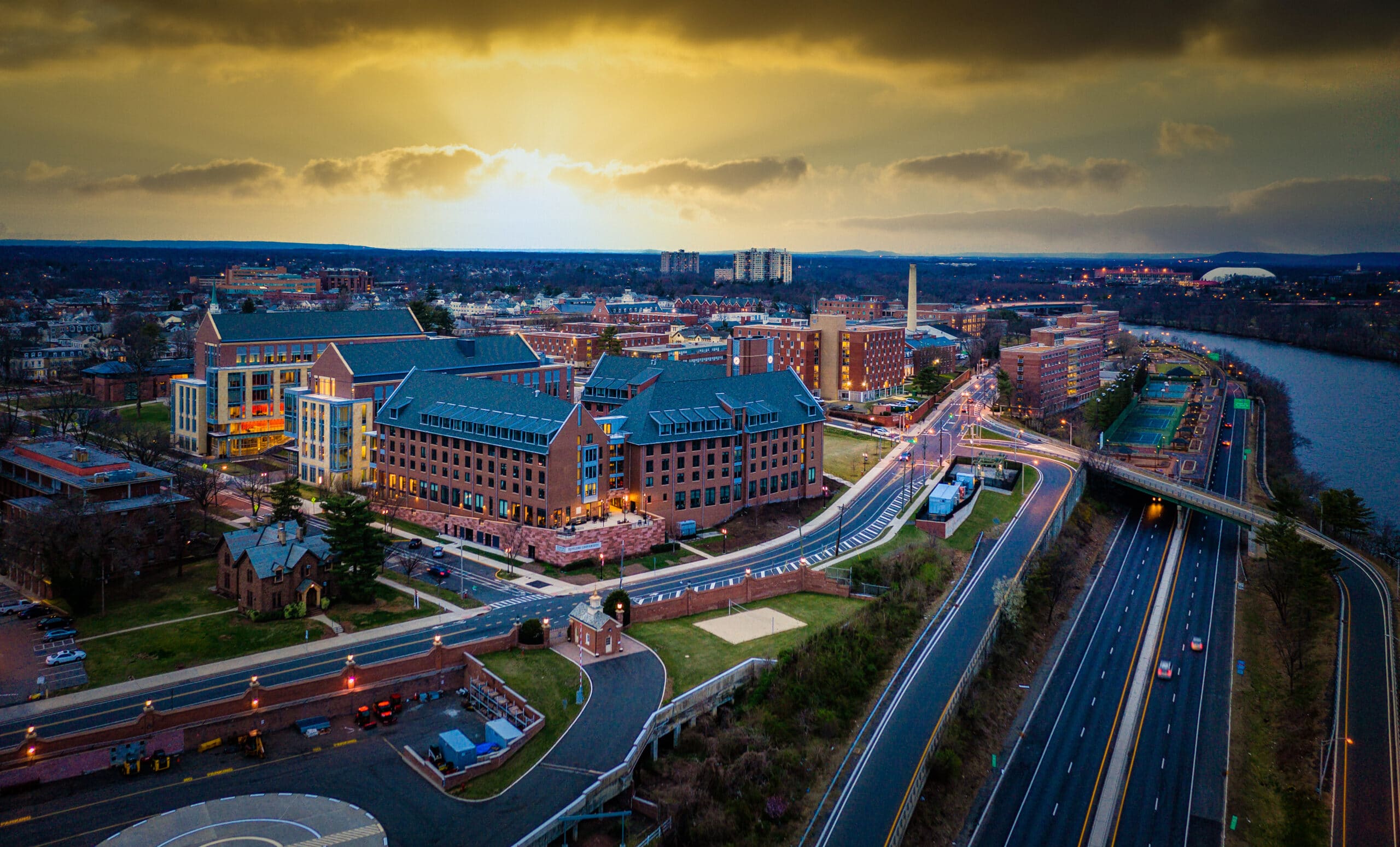 aerial of rutgers new brunswick new jersey