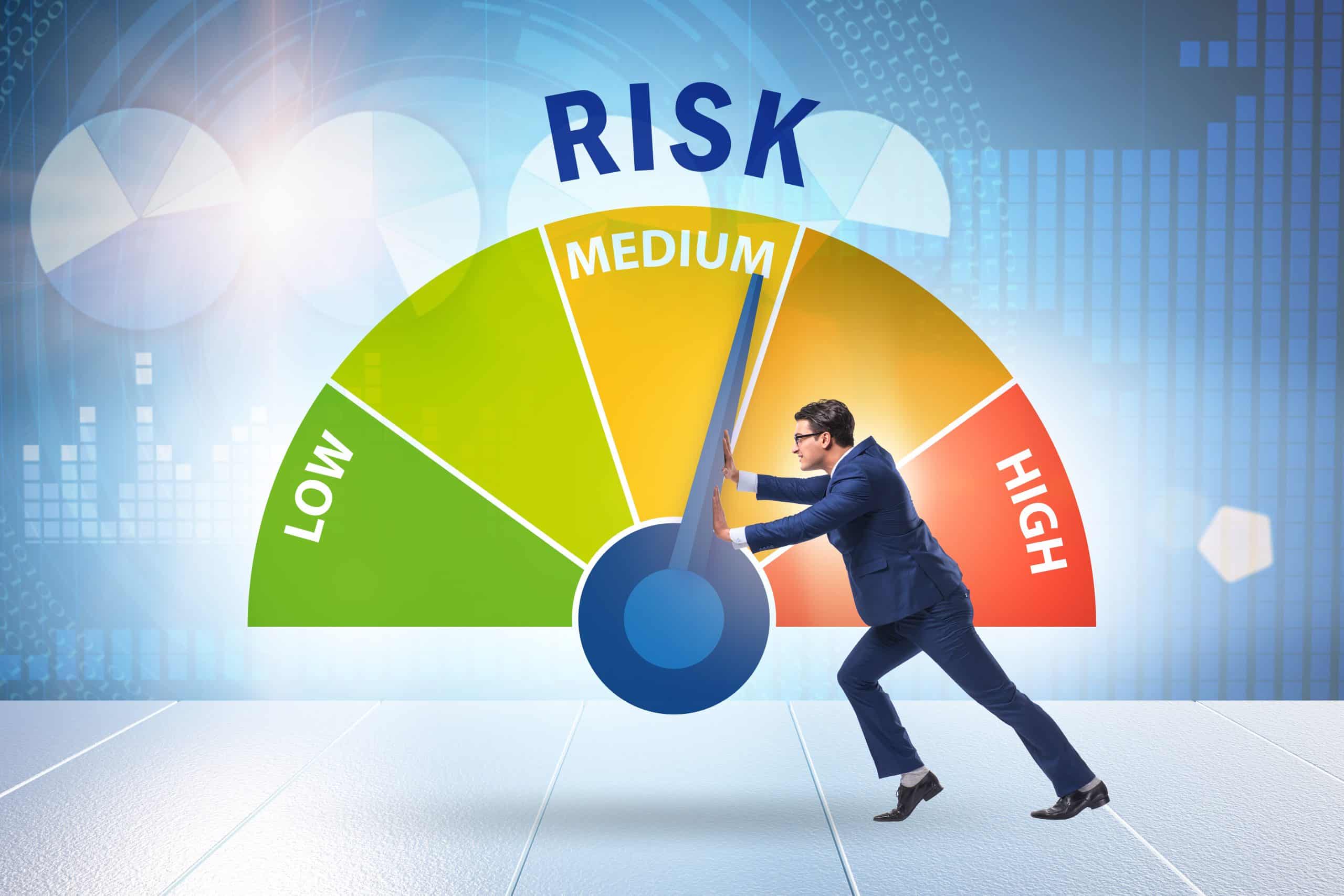 businessman in risk metering and management concept